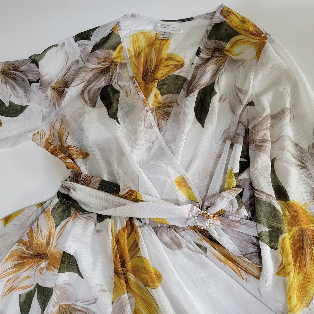 En Focus Women's Long Flowy Sheer floral dress